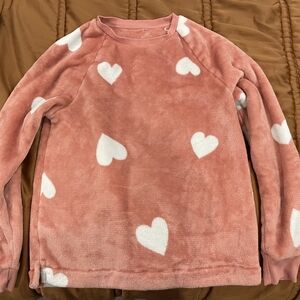 Ann Taylor Pink and White Ski Jacket with Heart Pattern